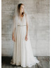 Ivory Lace Deep V Back Sping Wedding Dress